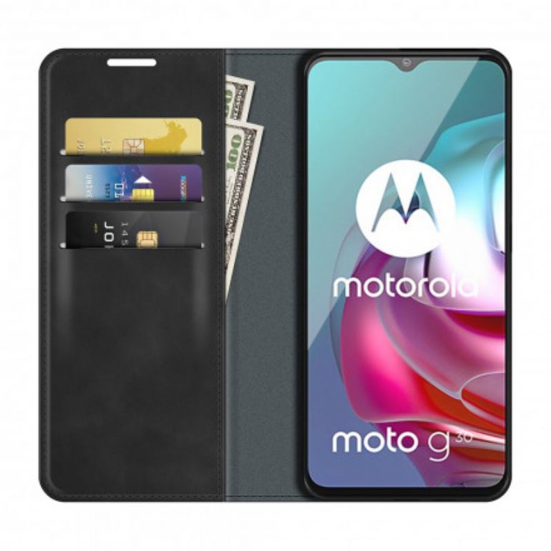 Puhelinkuoret Moto G10 / G30 Kotelot Flip Silk Soft Leather Effect