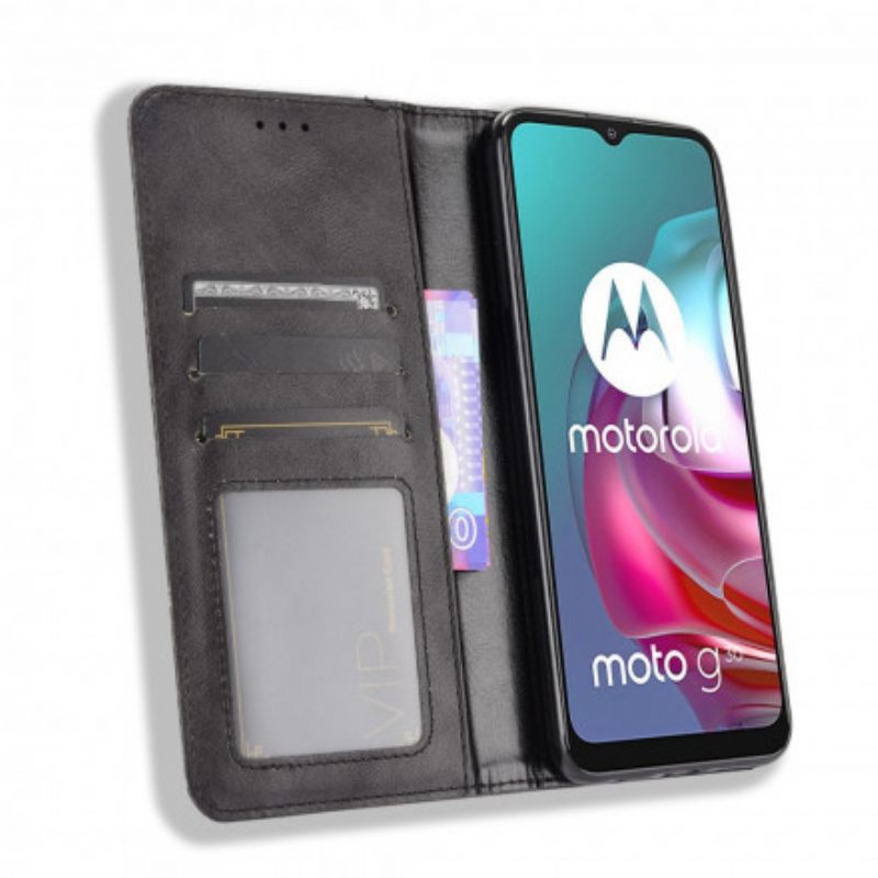 Puhelinkuoret Moto G10 / G30 Kotelot Flip Tyylitelty Vintage-nahkaefekti