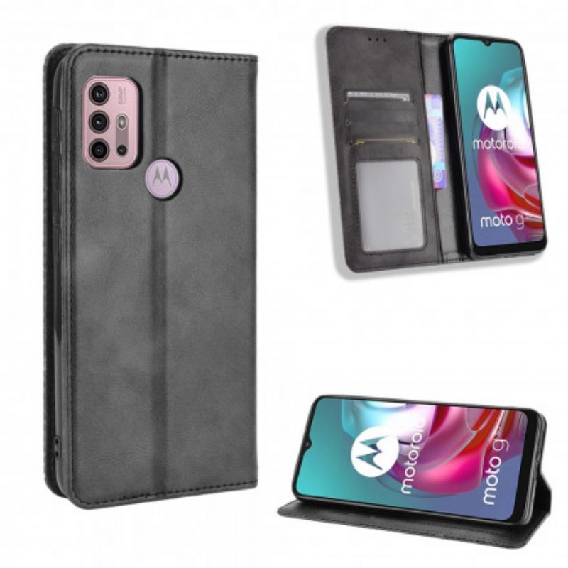 Puhelinkuoret Moto G10 / G30 Kotelot Flip Tyylitelty Vintage-nahkaefekti