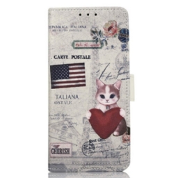 Nahkakotelo Xiaomi 13 Lite Traveller Cat