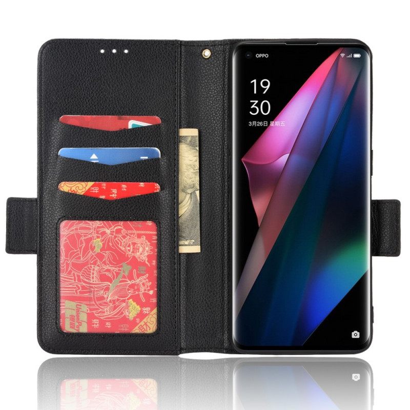 Kotelot Oppo Find X3 / X3 Pro Flap Double Litchi Uusia Värejä