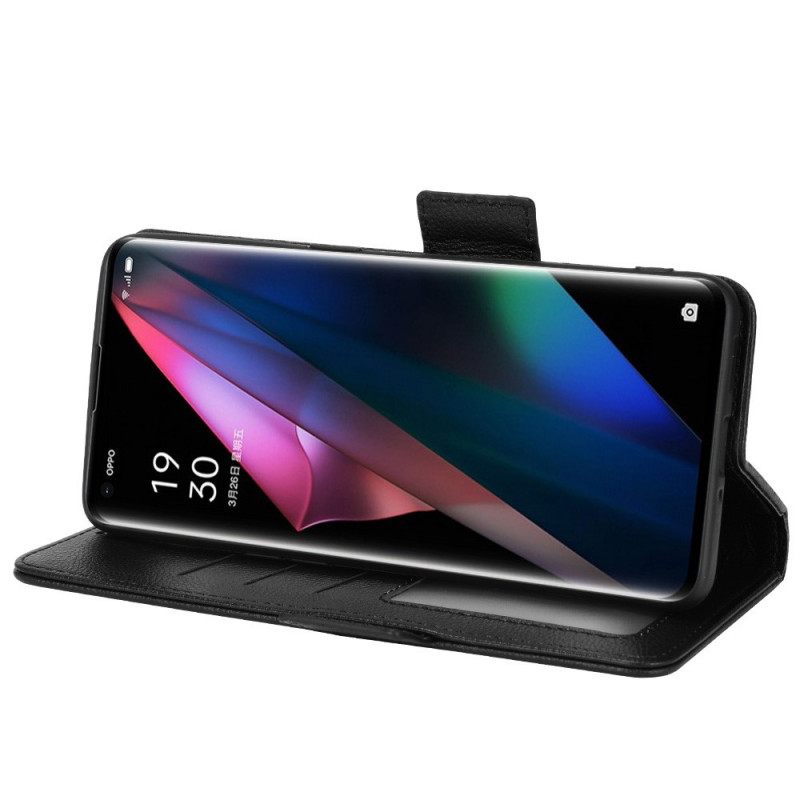 Kotelot Oppo Find X3 / X3 Pro Flap Double Litchi Uusia Värejä