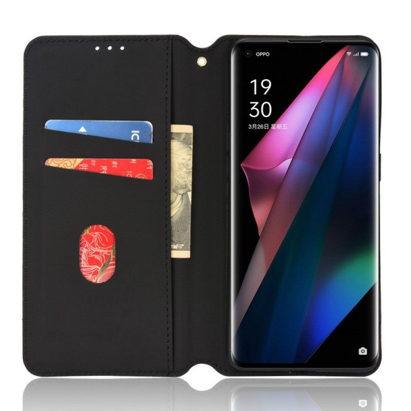 Puhelinkuoret Oppo Find X3 / X3 Pro Kotelot Flip Diamond Leather Effect