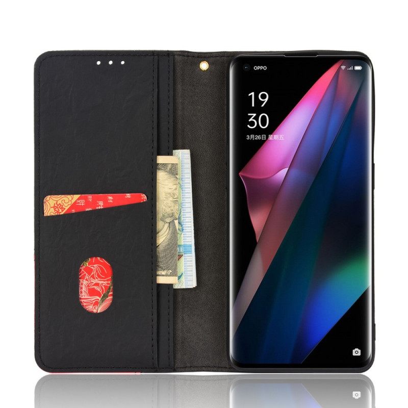 Puhelinkuoret Oppo Find X3 / X3 Pro Kotelot Flip Faux Leather Bicolor Oblique