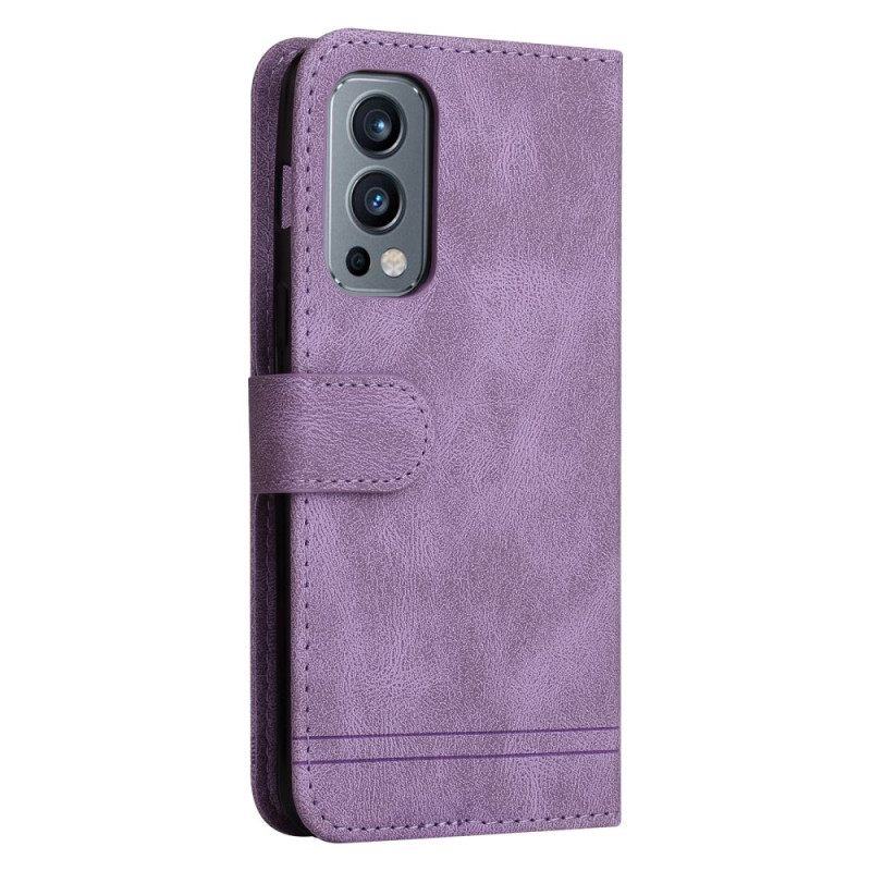 Kotelot OnePlus Nord 2 5G Faux Leather Niitti Ja Nauha