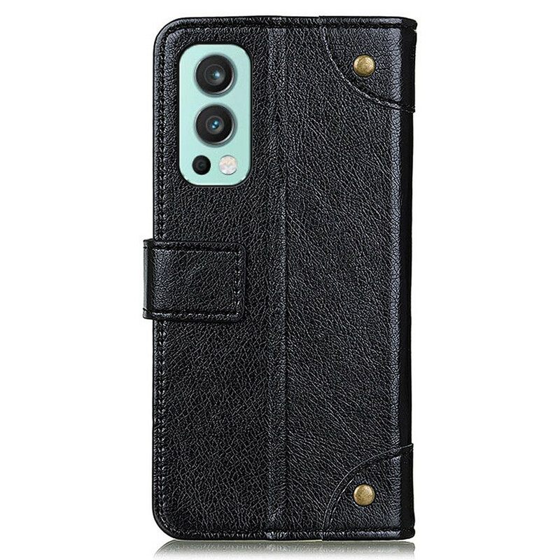 Kotelot OnePlus Nord 2 5G Style Nappan Nahkaiset Vintage-niitit