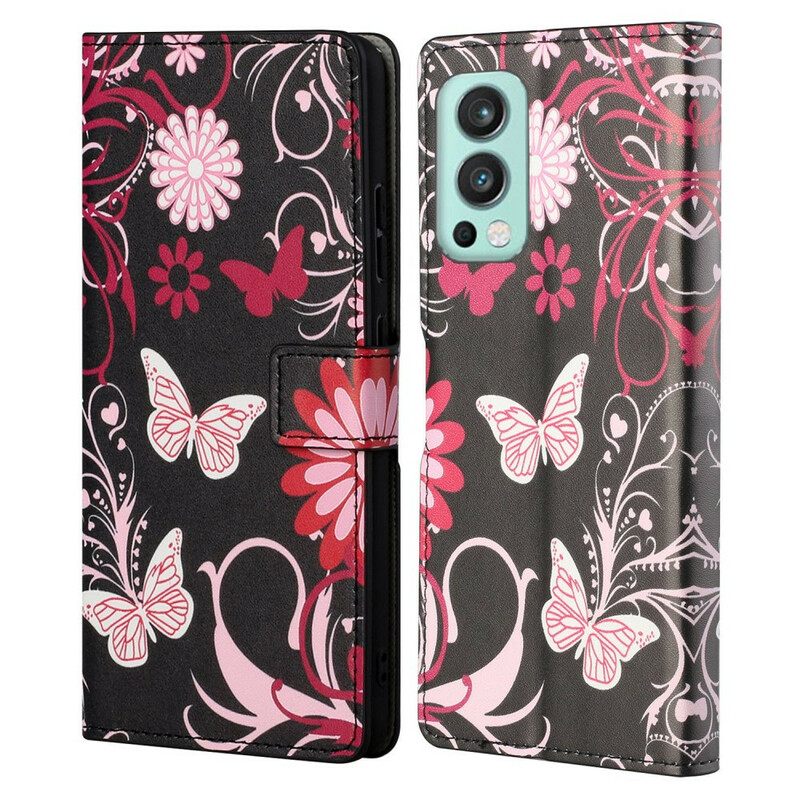 Kotelot OnePlus Nord 2 5G Suojaketju Kuori Butterfly Strap Muunnelmia