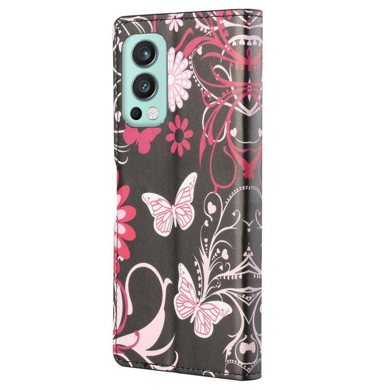 Kotelot OnePlus Nord 2 5G Suojaketju Kuori Butterfly Strap Muunnelmia