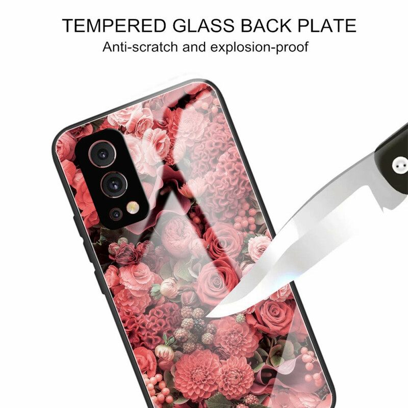 Kuori OnePlus Nord 2 5G Tempered Glass Rose Flowers