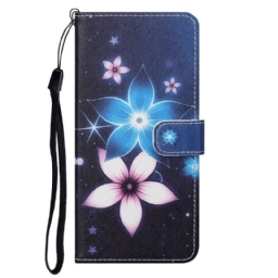 Nahkakotelo OnePlus Nord 2 5G Suojaketju Kuori Lunar Strap Flowers