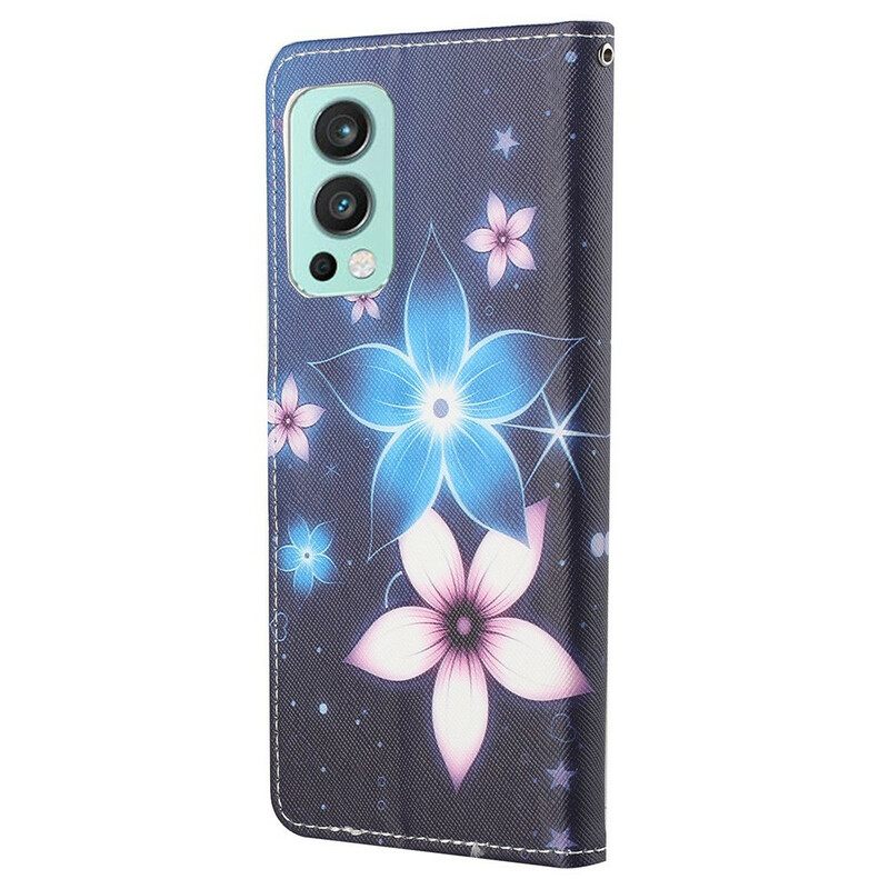 Nahkakotelo OnePlus Nord 2 5G Suojaketju Kuori Lunar Strap Flowers