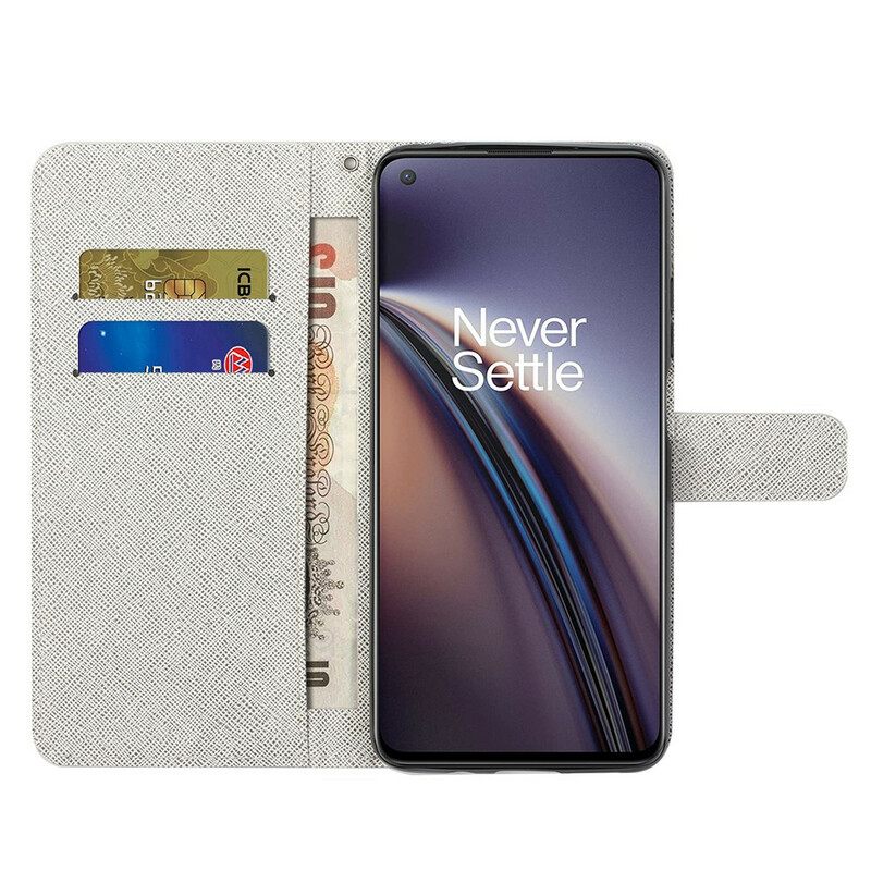 Nahkakotelo OnePlus Nord 2 5G Suojaketju Kuori Lunar Strap Flowers