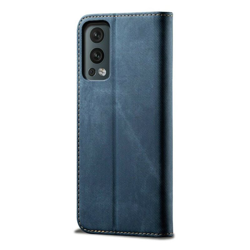 Puhelinkuoret OnePlus Nord 2 5G Kotelot Flip Faux Leather Jeans Texture