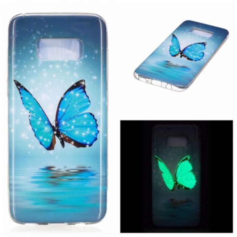 Kuori Samsung Galaxy S8 Fluoresoiva Sininen Perhonen