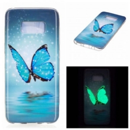 Kuori Samsung Galaxy S8 Fluoresoiva Sininen Perhonen