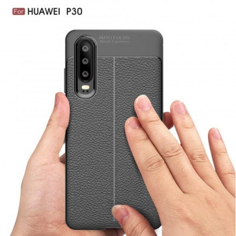 Case Huawei P30 Nahkaefekti Litsi Kaksinkertainen Linja