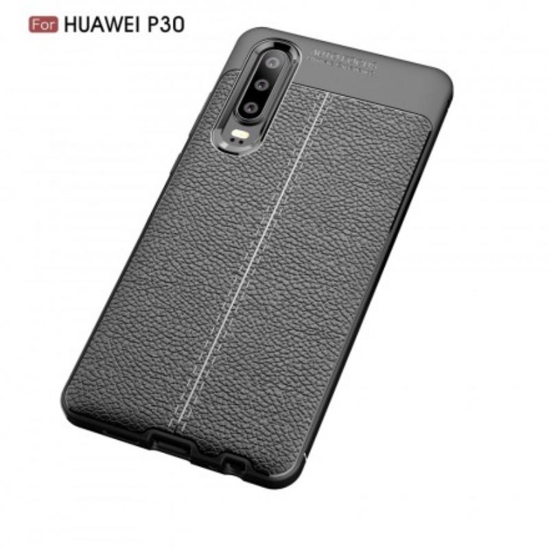 Case Huawei P30 Nahkaefekti Litsi Kaksinkertainen Linja