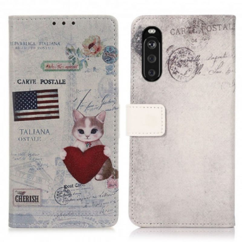 Flip Case Sony Xperia 10 III Matkustava Kissa