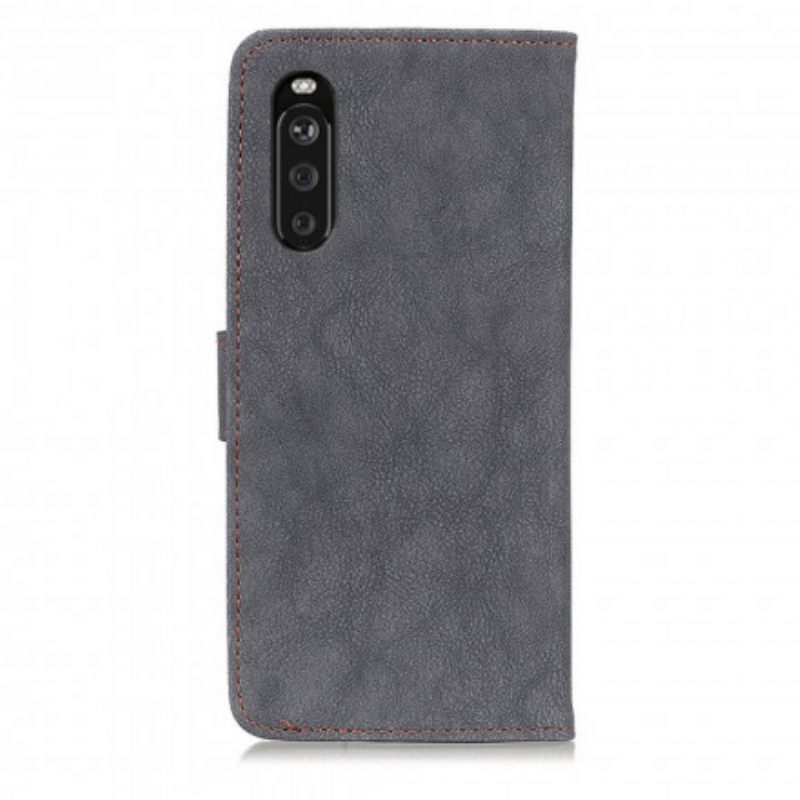 Kotelot Sony Xperia 10 III Faux Leather Split Retro Khazneh