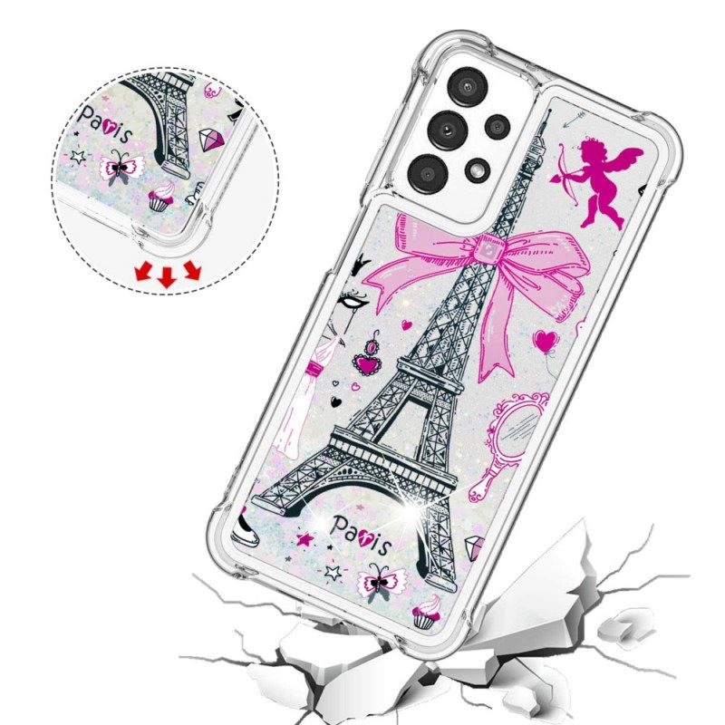 Case Samsung Galaxy A13 Eiffel-tornin Paljetteja