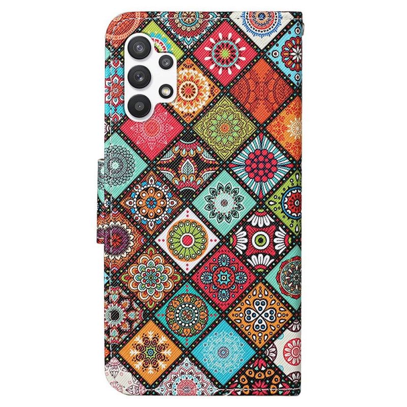 Flip Case Samsung Galaxy A13 Patchwork Ja Lanyard