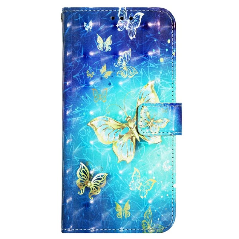 Flip Case Samsung Galaxy A13 Suojaketju Kuori Flight Of Butterflies In Lanyard