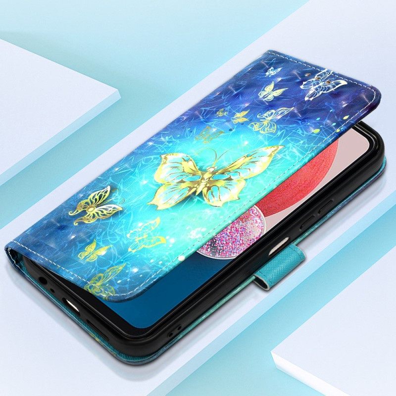 Flip Case Samsung Galaxy A13 Suojaketju Kuori Flight Of Butterflies In Lanyard