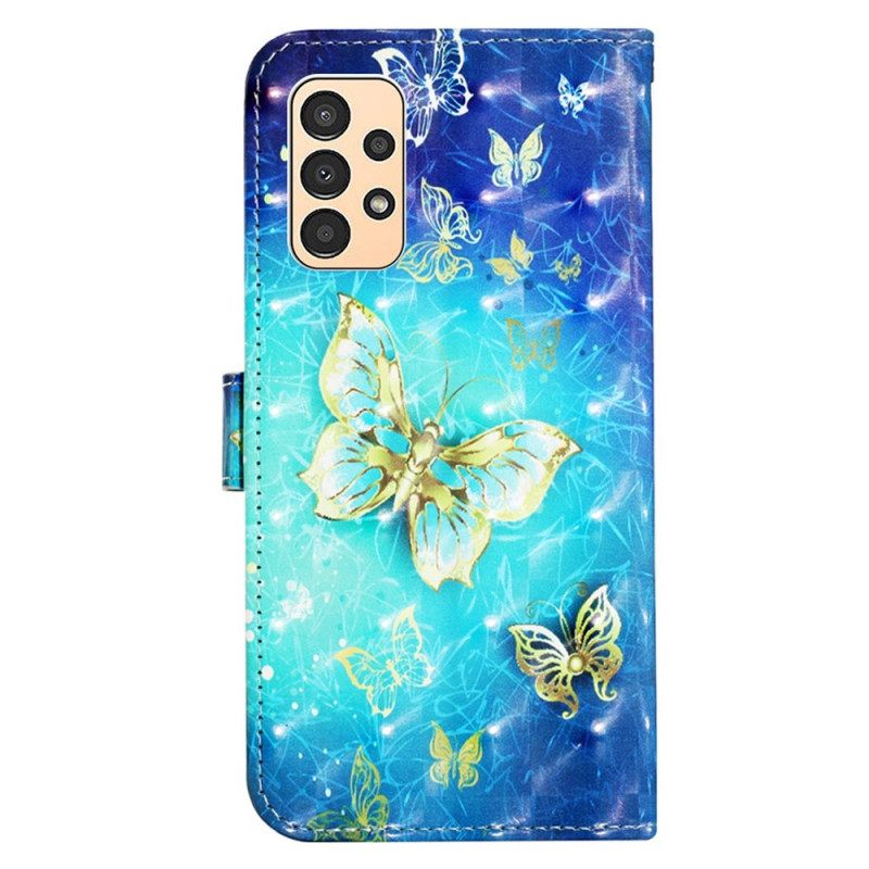 Flip Case Samsung Galaxy A13 Suojaketju Kuori Flight Of Butterflies In Lanyard