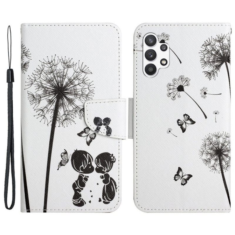 Flip Case Samsung Galaxy A13 Suojaketju Kuori Lanyard Dandelions