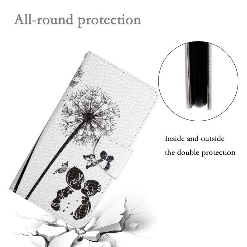 Flip Case Samsung Galaxy A13 Suojaketju Kuori Lanyard Dandelions