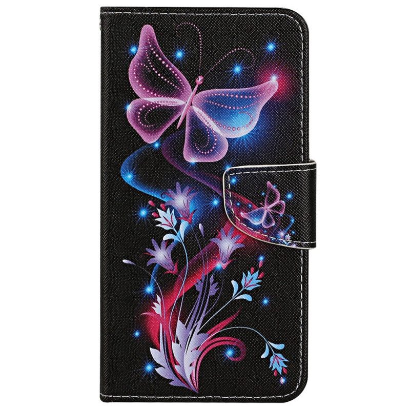 Kotelot Samsung Galaxy A13 Butterflies Ja Lanyard