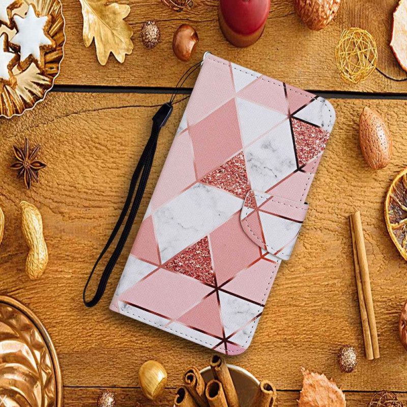 Kotelot Samsung Galaxy A13 Marble Ja Paljetteja Kaulanauhalla