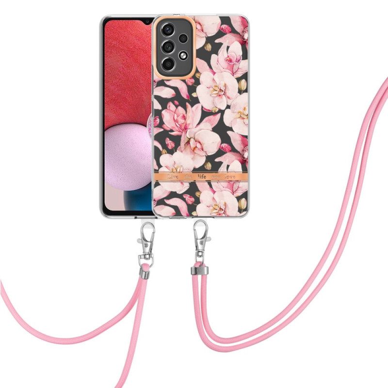 Kuori Samsung Galaxy A13 Kiristysnyörillä Floral Cordille