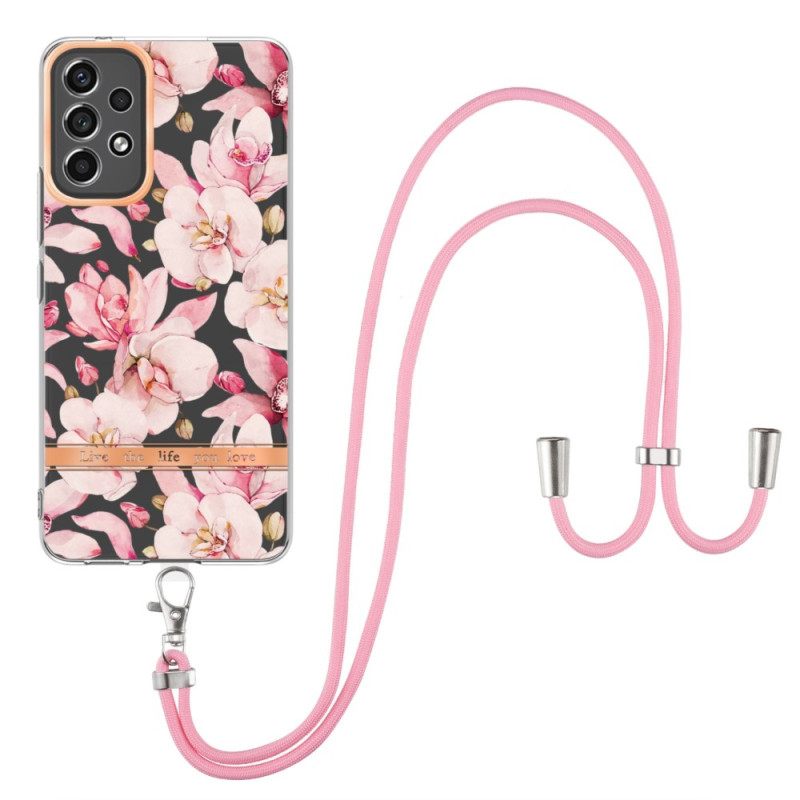 Kuori Samsung Galaxy A13 Kiristysnyörillä Floral Cordille