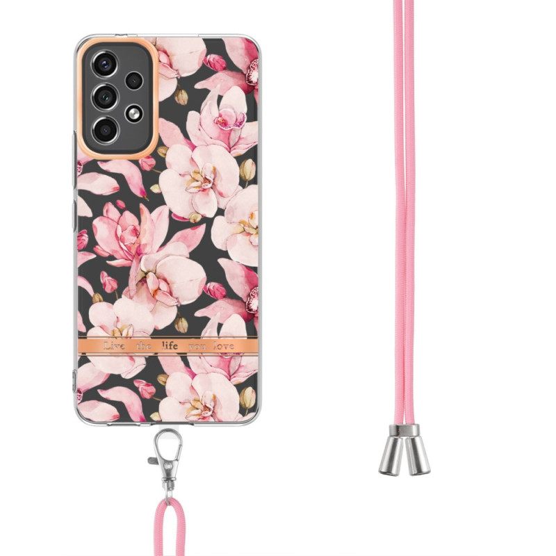 Kuori Samsung Galaxy A13 Kiristysnyörillä Floral Cordille