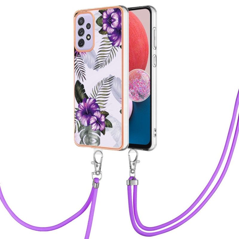 Kuori Samsung Galaxy A13 Kiristysnyörillä Flower Cordille