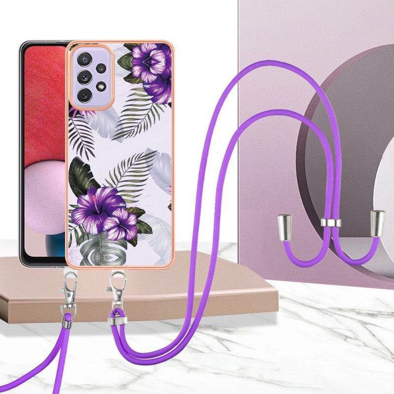 Kuori Samsung Galaxy A13 Kiristysnyörillä Flower Cordille