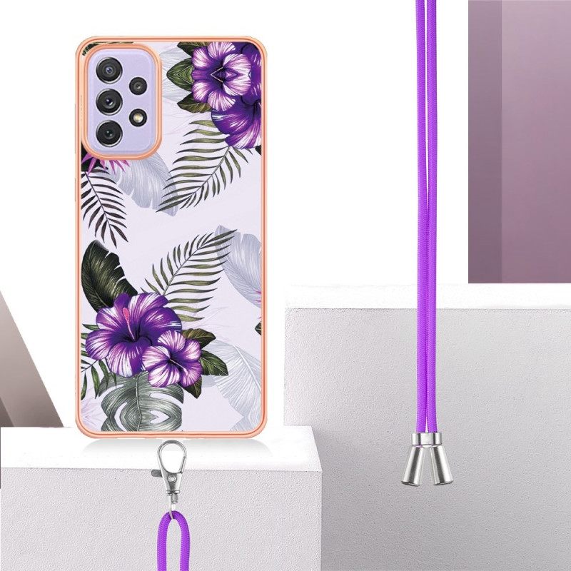 Kuori Samsung Galaxy A13 Kiristysnyörillä Flower Cordille