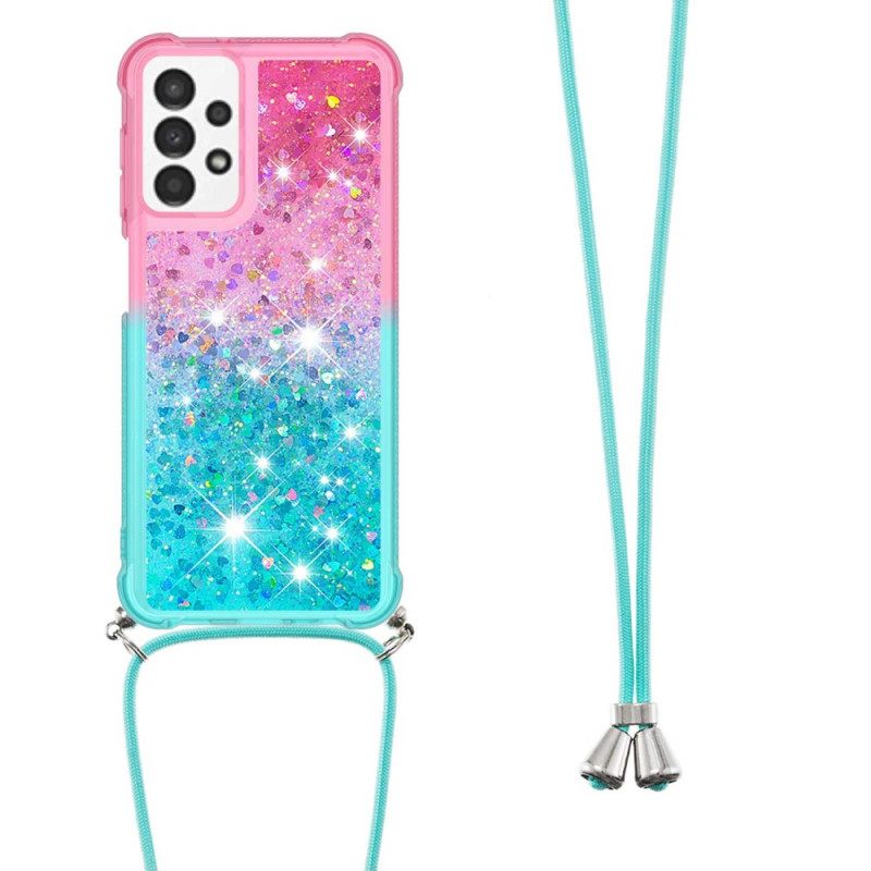 Kuori Samsung Galaxy A13 Kiristysnyörillä Glitter Silikonijohto