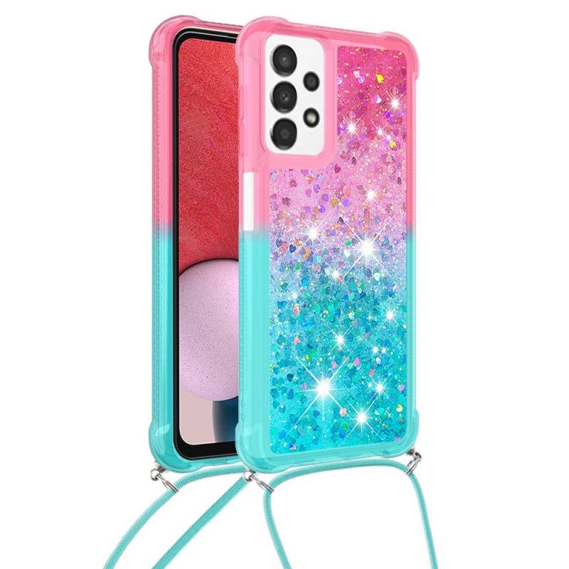 Kuori Samsung Galaxy A13 Kiristysnyörillä Glitter Silikonijohto