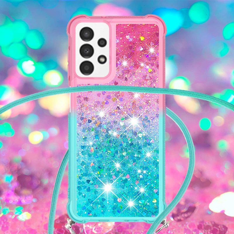 Kuori Samsung Galaxy A13 Kiristysnyörillä Glitter Silikonijohto