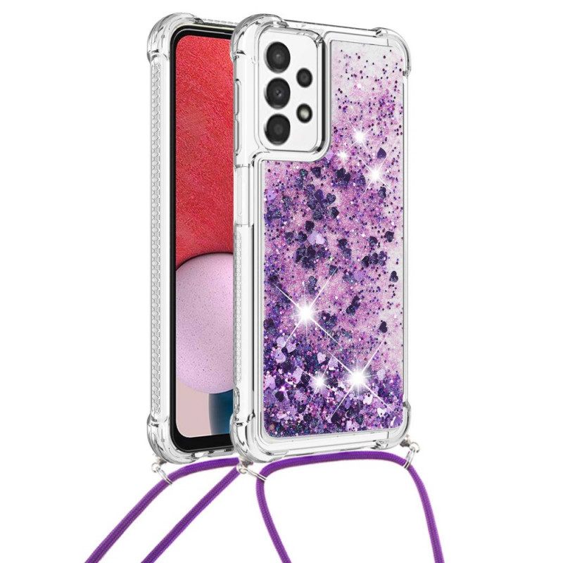 Kuori Samsung Galaxy A13 Kiristysnyörillä Kiristysnauha Glitter Design