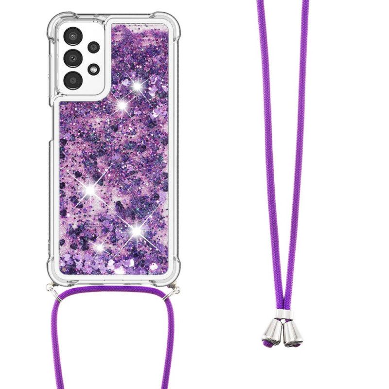 Kuori Samsung Galaxy A13 Kiristysnyörillä Kiristysnauha Glitter Design