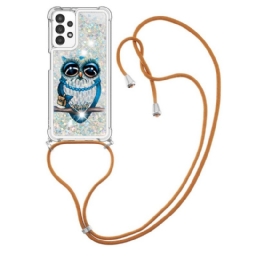 Kuori Samsung Galaxy A13 Kiristysnyörillä Miss Owl Sequin Vetonauha