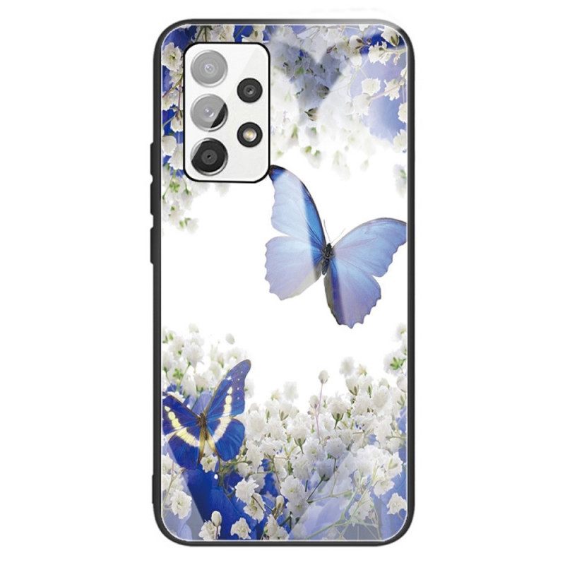 Kuori Samsung Galaxy A13 Tempered Glass Butterflies Design