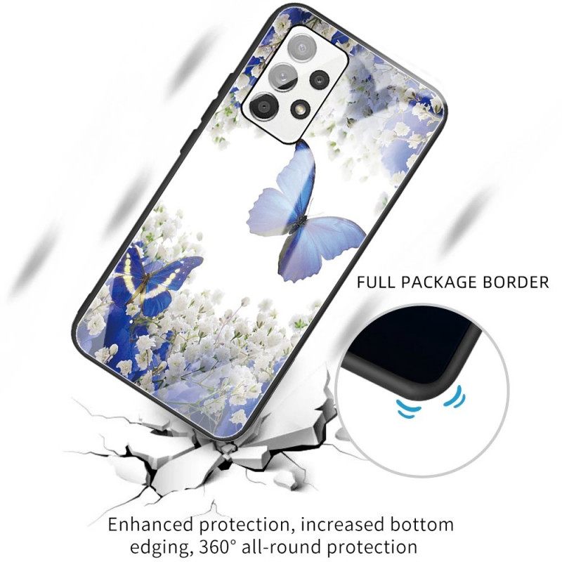 Kuori Samsung Galaxy A13 Tempered Glass Butterflies Design