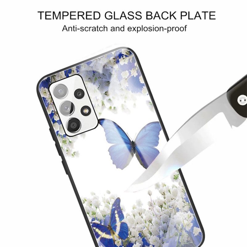 Kuori Samsung Galaxy A13 Tempered Glass Butterflies Design