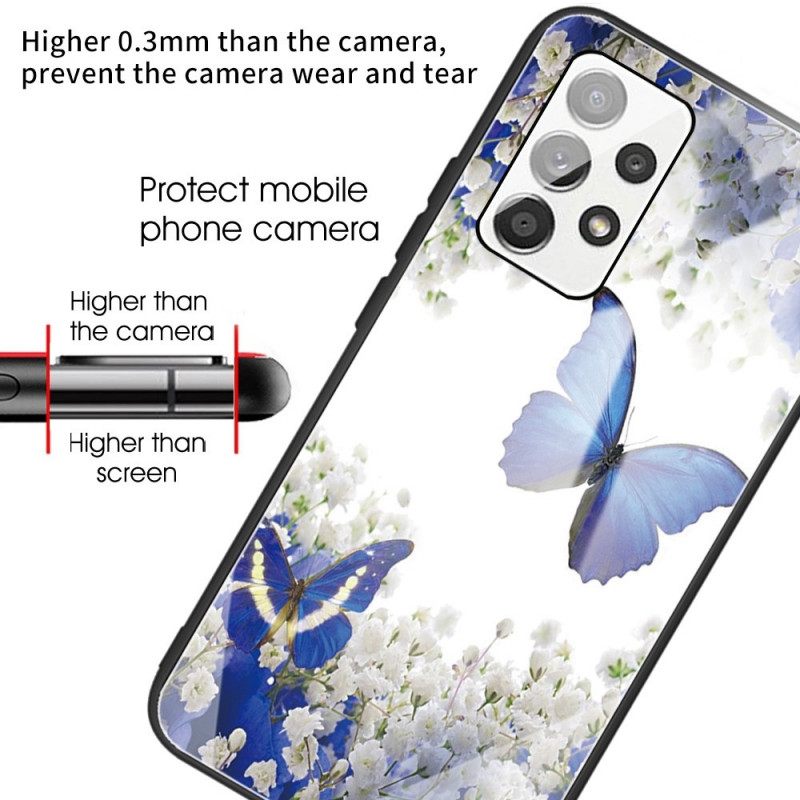 Kuori Samsung Galaxy A13 Tempered Glass Butterflies Design