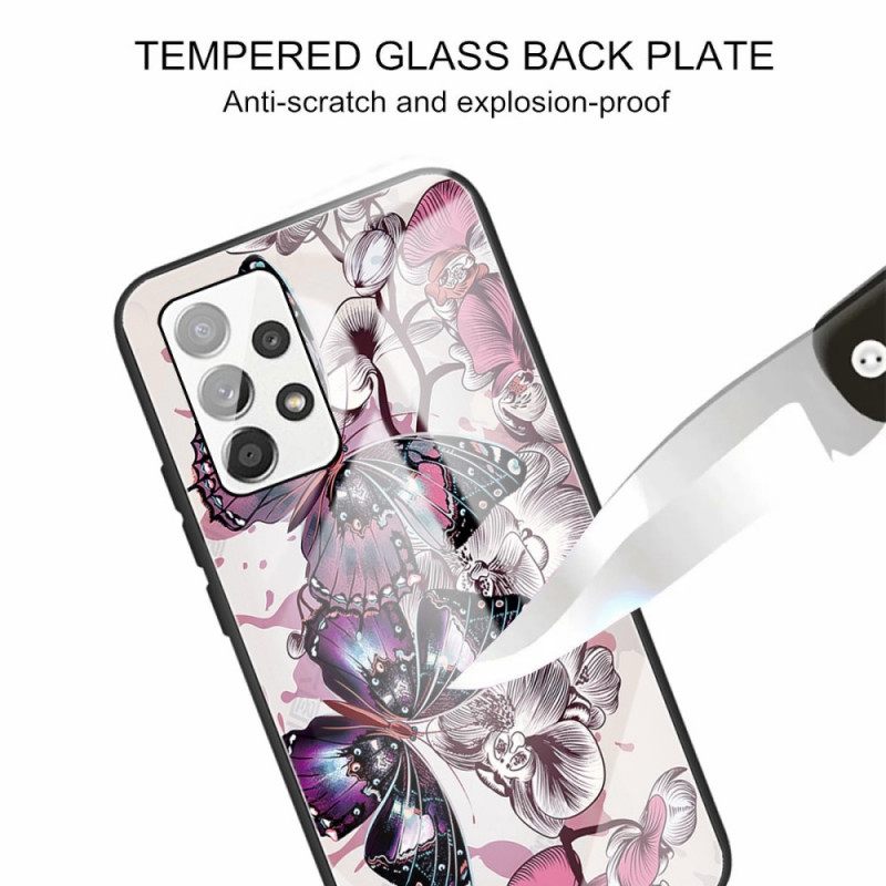 Kuori Samsung Galaxy A13 Tempered Glass Butterflies Variation