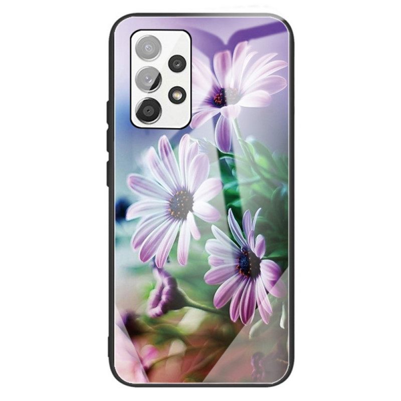 Kuori Samsung Galaxy A13 Tempered Glass Flowers